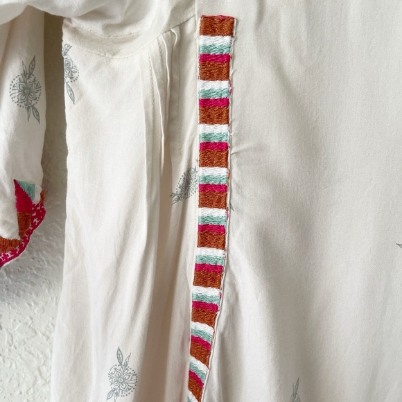 Free People Tulum 3/4 Bell Sleeve Embroidered Boho Tunic Mini Dress S - Picture 11 of 14
